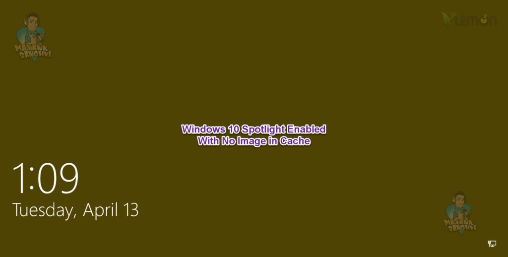 Windows Spotlight - Lock Screen Spotlight Enabled No Image