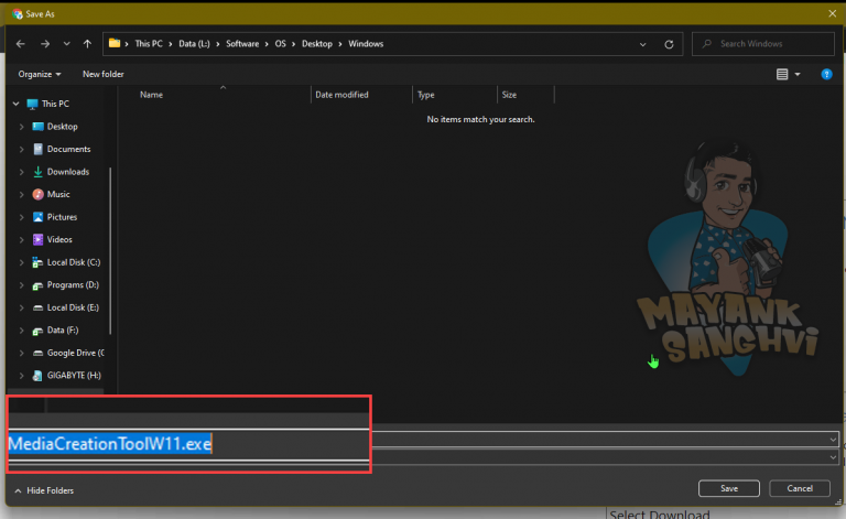 Save Windows Media Creation Tool
