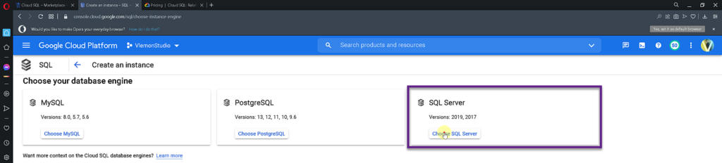 Google Cloud SQL - Cloud SQL Database Type